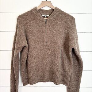 Madewell women’s beautiful brown 1/2 zip wool blend sweater
